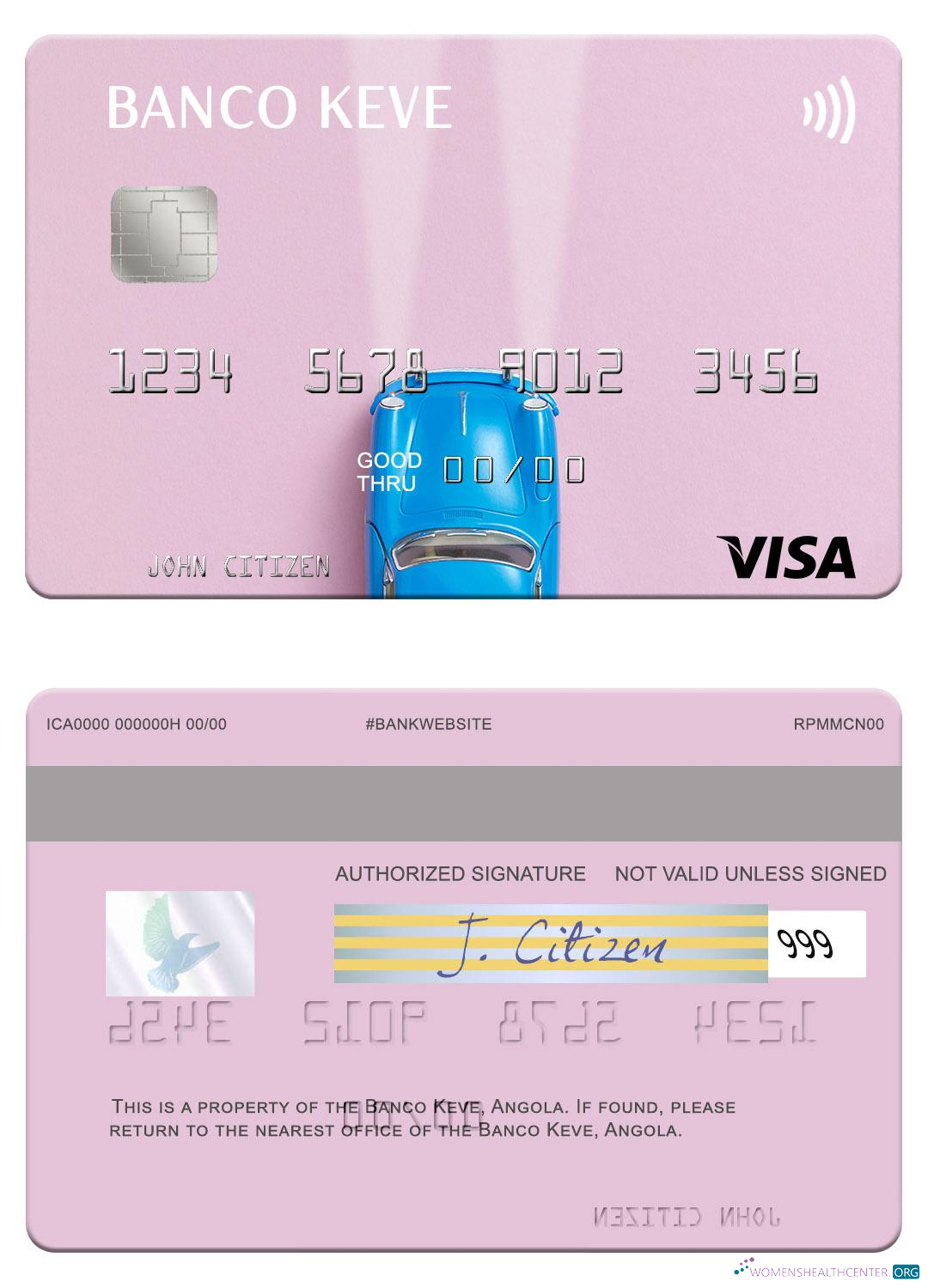 Download Angola Banco Keve visa card Photoshop template